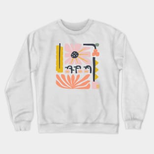 Fun abstract flower garden - Peach and Yellow Crewneck Sweatshirt